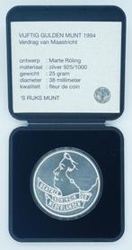 Nederland 50 Gulden 1994 Verdrag van Maastricht Zilver FDC, Koningin Beatrix, Zilver, Ophalen of Verzenden, Losse munt