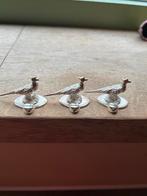 Set van 3 zilveren fazanten beeldjes menu houders, Ophalen of Verzenden
