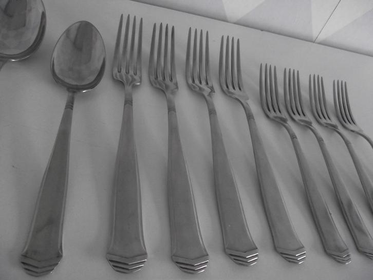 12 vintage Arno bestek lepel vork RVS art deco 1930-40 p st, Antiek en Kunst, Antiek | Bestek, Ophalen of Verzenden