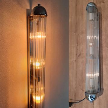 XL Art Deco lamp buislamp chroom glasbuisjes staafjes zilver beschikbaar voor biedingen
