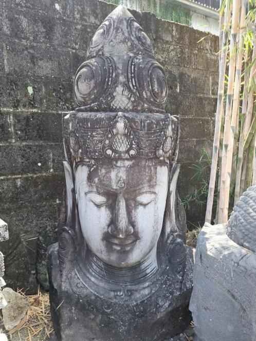 Groot Stenen Borstbeeld van de Hindoe God Shiva 145cm, Tuin en Terras, Tuinbeelden, Nieuw, Boeddhabeeld, Steen, Verzenden