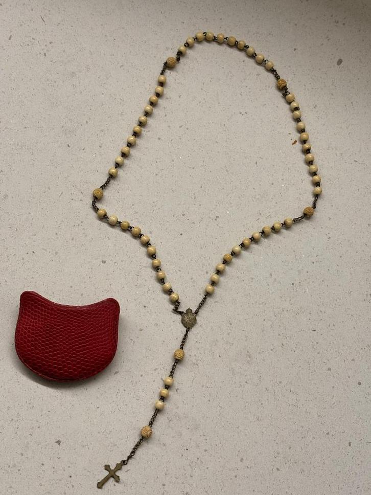 Antieke rozenkrans met etui, Antiek en Kunst, Antiek | Religie, Ophalen of Verzenden