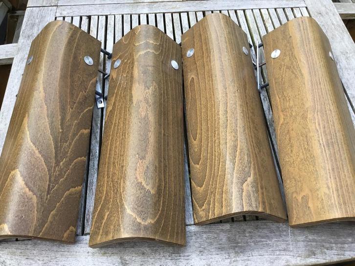 Walnoten en rode Auping Auronde 48 cm bedpoten, Huis en Inrichting, Slaapkamer | Bedden, Gebruikt, Tweepersoons, 200 cm, Hout