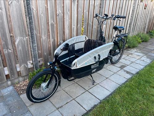 Electrische Gazelle Cabby, Fietsen en Brommers, Fietsen | Bakfietsen, Gebruikt, Gazelle, 3 kinderen, Elektrisch, Huif, Opvouwbaar