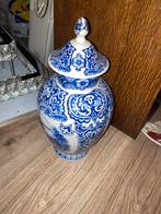 Delfts Blauwe Vaas met Deksel, Blauw, Aardewerk of Porselein, Ophalen of Verzenden, Zo goed als nieuw