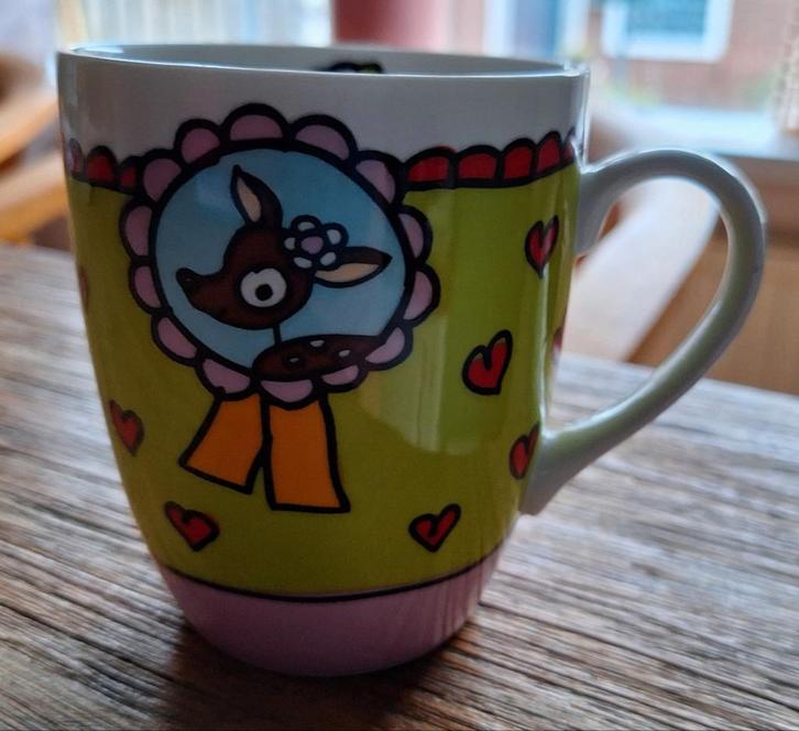 Mok van merk Babette groen met hertje, Huis en Inrichting, Keuken | Servies, Zo goed als nieuw, Ophalen of Verzenden