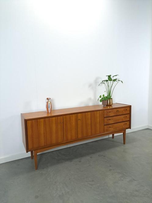 Design teak dressoir Bartels met lades, vintage sideboard, Huis en Inrichting, Kasten | Dressoirs, Gebruikt, 200 cm of meer, 25 tot 50 cm