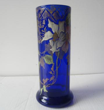 Antieke art nouveau Legras vaas, emaille bloemenl; ca 1910 beschikbaar voor biedingen
