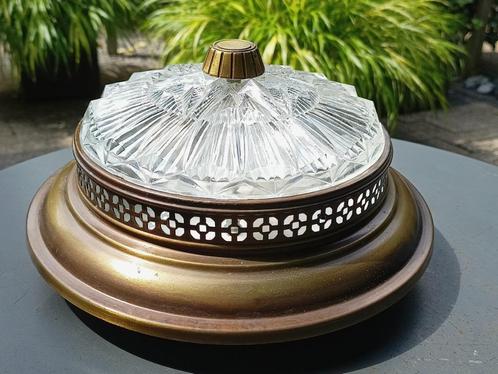 chique  Plafonnière - klassieke  plafondlamp uit de jaren 70, Huis en Inrichting, Lampen | Plafondlampen, Gebruikt, Glas, Metaal