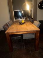 Eettafel met 6 stoelen, Huis en Inrichting, Gebruikt, 100 tot 150 cm, Eikenhout, Ophalen of Verzenden