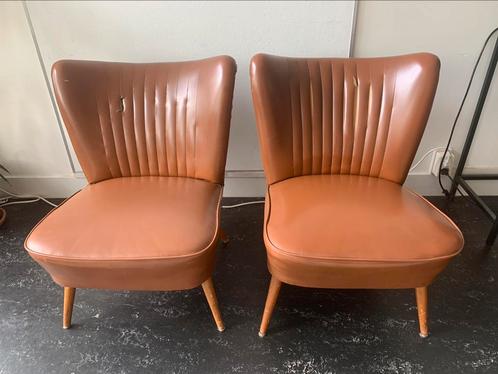 Vintage jaren 60 Cocktail stoeltjes, Huis en Inrichting, Fauteuils, Gebruikt, Hout, Overige materialen, 50 tot 75 cm, Minder dan 75 cm