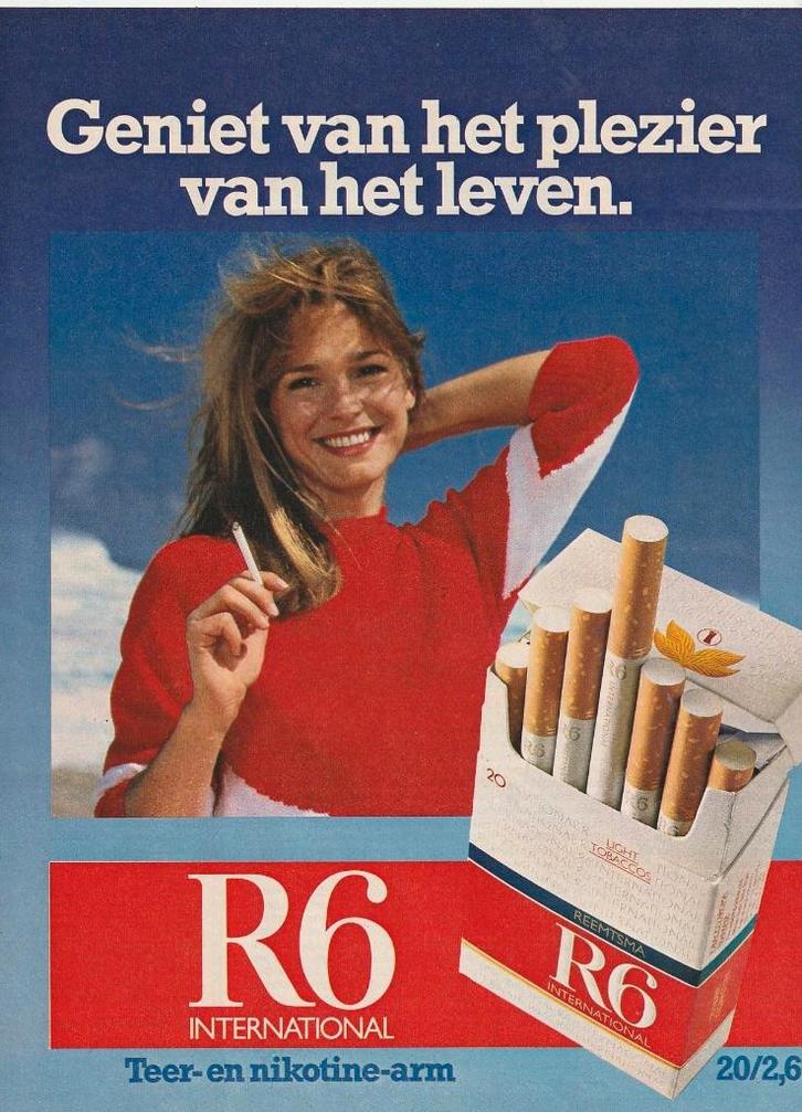 Retro reclame 1982 R6 sigaretten geniet van het plezier, Verzamelen, Retro, Overige typen, Verzenden
