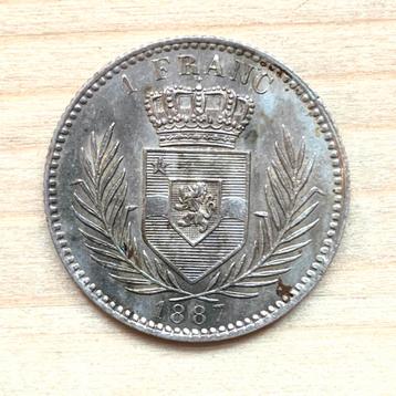 Belgisch Congo 1 Franc 1887 Leopold II zilver zeldzaam! beschikbaar voor biedingen