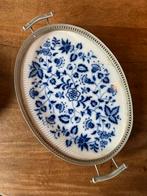 Delfts Blauw Dienblad met Zilveren Rand, Antiek en Kunst, Ophalen of Verzenden