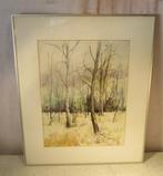 Mooi Geschilderd aquarel 'Winter in de Kempen' - Wuyts M, Ophalen of Verzenden