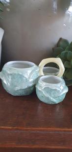 Oud frans porseleinen zout-,peper-, en mosterd serveersetje, Antiek en Kunst, Ophalen of Verzenden