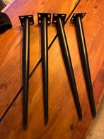Set van 4 zwarte metalen tafelpoten, Huis en Inrichting, Tafelonderdelen, Ophalen, Tafelpoot, Minder dan 50 cm, Gebruikt