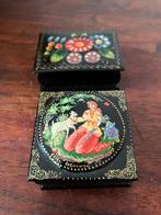 Paar vintage Russische lakdoosjes, Antiek en Kunst, Ophalen of Verzenden