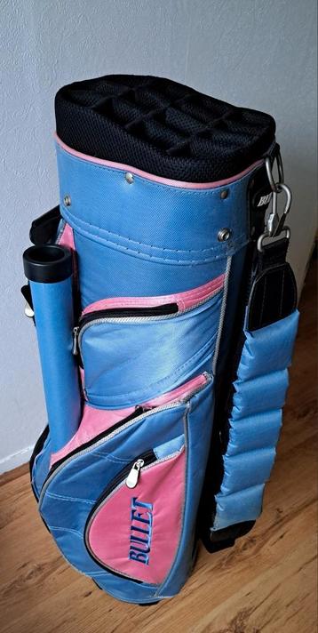 Blauw Roze Bullet Golftas Cartbag met regenkap.  beschikbaar voor biedingen