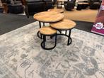 Salontafel 3-delig mango/Metaal Direct/Leverbaar E-7259, Ophalen, 50 tot 100 cm, Rond, Nieuw