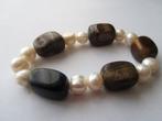 Prachtige Echte Akoya parel armband met Tijgeroog Edelsteen, Ophalen, Overige materialen, Overige kleuren, Zo goed als nieuw