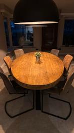 Zeer nette  Houten ovale tafel met  6 Stoelen 220x120x70/78, Huis en Inrichting, Ophalen, Gebruikt, 200 cm of meer, Vijf personen of meer