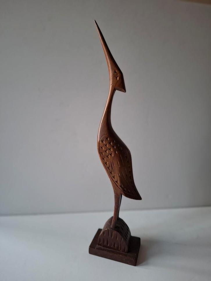 Vintage Houten Kraanvogel  - Jaren 60, Antiek en Kunst, Kunst | Beelden en Houtsnijwerken, Ophalen of Verzenden