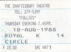 Toegangskaart theater – Londen – “Follies” – 1988, Tickets en Kaartjes, Augustus, Eén persoon