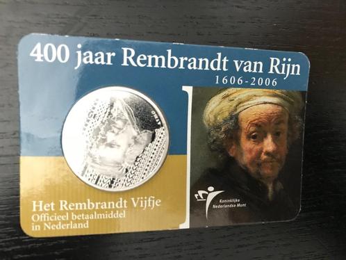 Zilveren € 5,- Rembrandt (coincard), Postzegels en Munten, Munten | Europa | Euromunten, 5 euro, Overige landen, Zilver, Ophalen