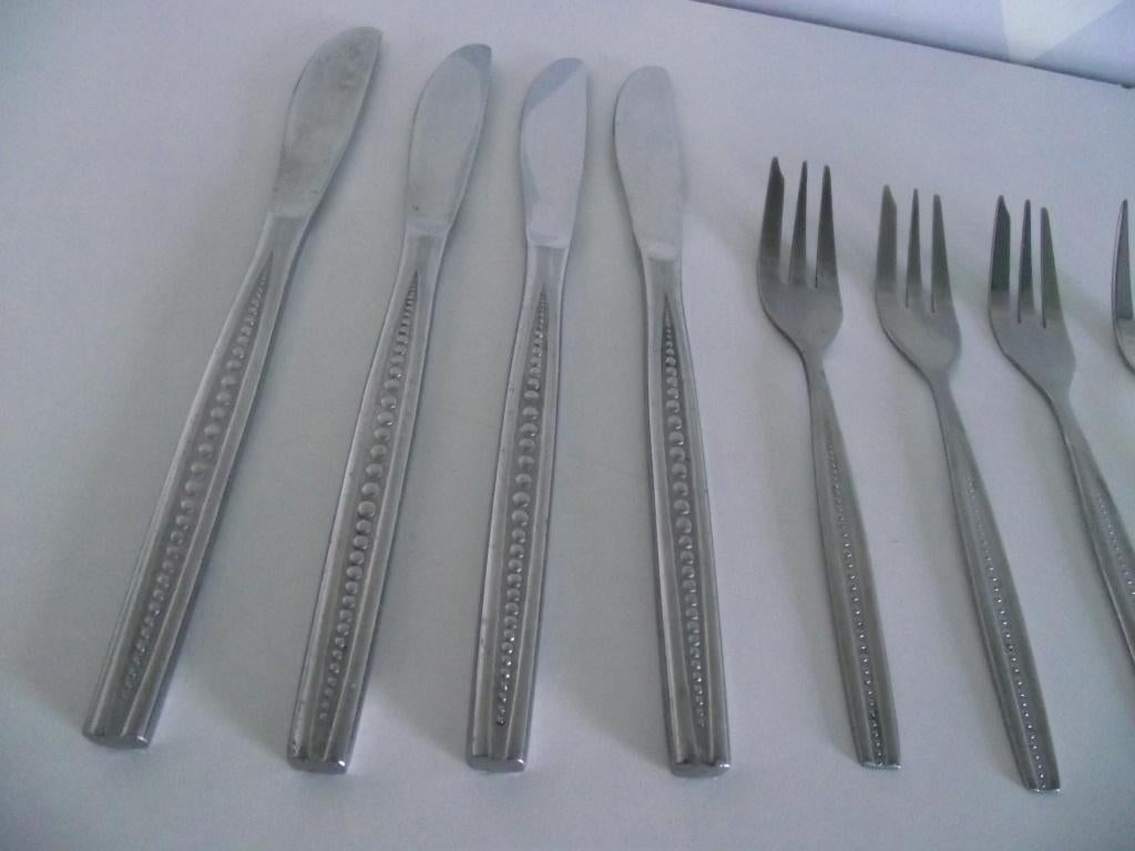 8 vintage RVS Esmeyer bestek stippen model Solingen 1960 p s, Ophalen of Verzenden
