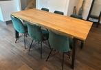 Eettafel 190x90 met 6 groene stoelen, Huis en Inrichting, Tafels | Eettafels, Ophalen, Zo goed als nieuw, Rechthoekig, 50 tot 100 cm