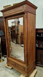 Antieke spiegelkast, kledingkast met facet geslepen spiegel,, Antiek en Kunst, Antiek | Meubels | Kasten, Ophalen of Verzenden