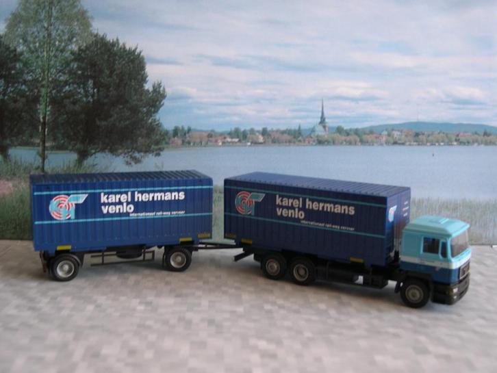 Karel Hermans M.A.N. 50194 Herpa HO, Hobby en Vrije tijd, Modelauto's | 1:87, Zo goed als nieuw, Bus of Vrachtwagen, Herpa, Ophalen of Verzenden