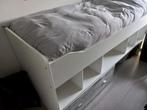 Eenpersoons bed wit met opbergruimte, Huis en Inrichting, Slaapkamer | Bedden, 90 cm, Gebruikt, Ophalen of Verzenden, Eenpersoons