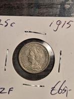 25 Cent 1915 Wilhelmina, Postzegels en Munten, Munten | Nederland, Zilver, 25 cent, Ophalen of Verzenden, Koningin Wilhelmina