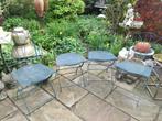 4  Vintage tuinstoelen, inklapbaar., Ophalen, 4 zitplaatsen, Zo goed als nieuw, Stoel