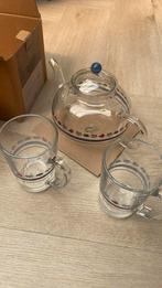 Boerenbont glazen theepot en theeglazen, Verzamelen, Ophalen of Verzenden, Nieuw, Overige typen