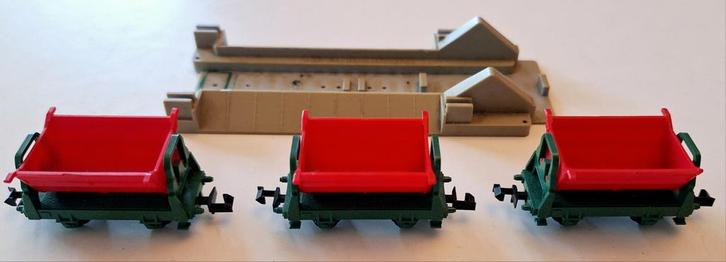 4x minitrix 3255 kieplorrie (13232) met plateau, Hobby en Vrije tijd, Modeltreinen | N-Spoor, Gebruikt, Wagon, Gelijkstroom, Trix