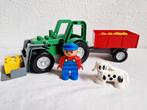 Duplo grote tractor met voorlader en kiepkar, Ophalen of Verzenden, Gebruikt, Duplo