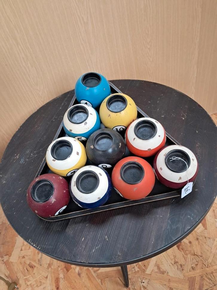 Theelichthouder (biljartballen) echt iets voor een mancave, Antiek en Kunst, Antiek | Woonaccessoires, Ophalen