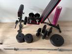 Verstelbare halterbank dumbbell barbell set met gewichten, Sport en Fitness, Fitnessmaterialen, Ophalen, Gebruikt, Halterset