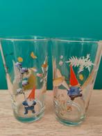 Twee unieke David de kabouter drinkglazen, Verzenden, Zo goed als nieuw, Frisdrankglas