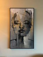 Modern Schilderij Zwart/Goud met Zwarte Lijst, Ophalen