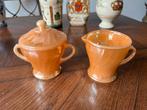 Oranje glazen suiker en melk set, met anker gemerkt, USA, Antiek en Kunst, Ophalen of Verzenden