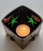 2x Theelichten/Waxinelicht vierkant kristal glas, Huis en Inrichting, Woonaccessoires | Kandelaars en Kaarsen, Overige materialen