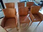 gratis af te halen:  6x eetkamerstoel, Huis en Inrichting, Stoelen, Ophalen, Gebruikt, Bruin, Leer