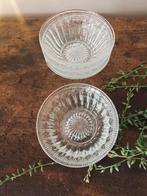 Vintage glazen schaaltjes set van 6 – persglas, Antiek en Kunst, Ophalen of Verzenden