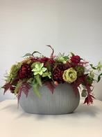 Schitterend vol stuk in donkerrood / groenwit in stenen pot, Huis en Inrichting, Ophalen, Zo goed als nieuw