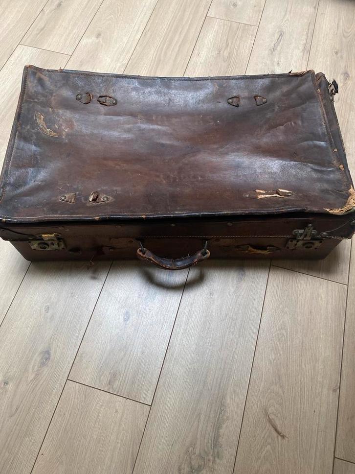 Vintage leren koffer, Antiek en Kunst, Curiosa en Brocante, Ophalen of Verzenden