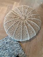 Loods5 Poef beige gebreid, Ophalen, Zo goed als nieuw, Rond, Stof